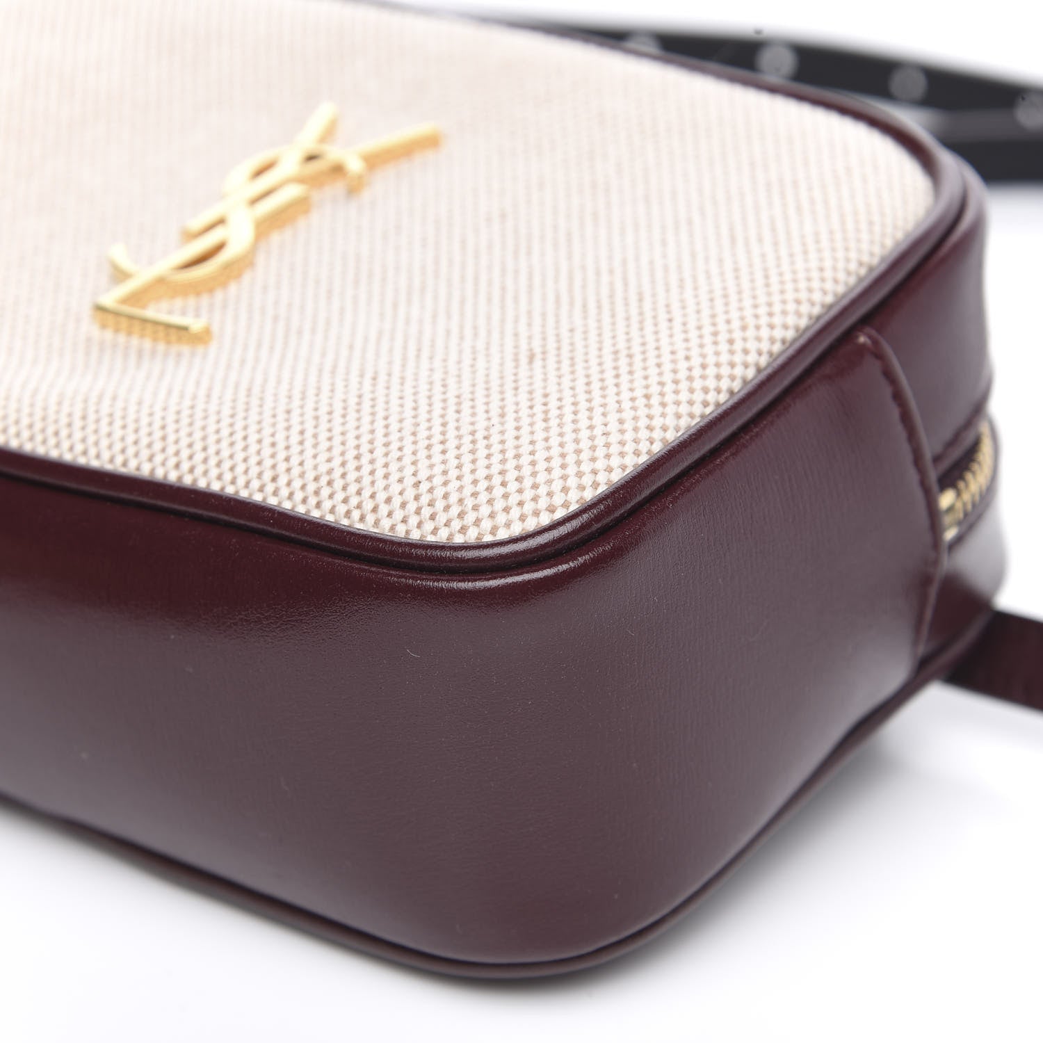 Saint Laurent Calfskin Canvas Monogram Lou Belt Bag Natural Dark Legion Red 8 of 8