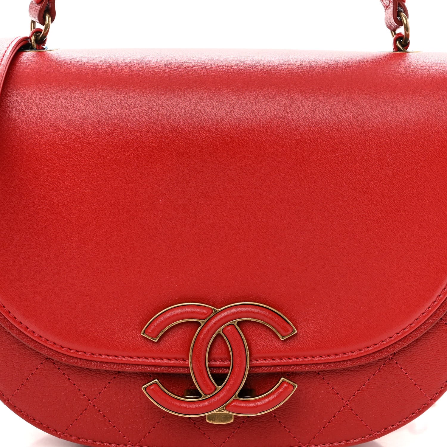 Chanel Shiny Calfskin Goatskin Quilted Small Coco Curve Messenger Flap Red 8 of 11