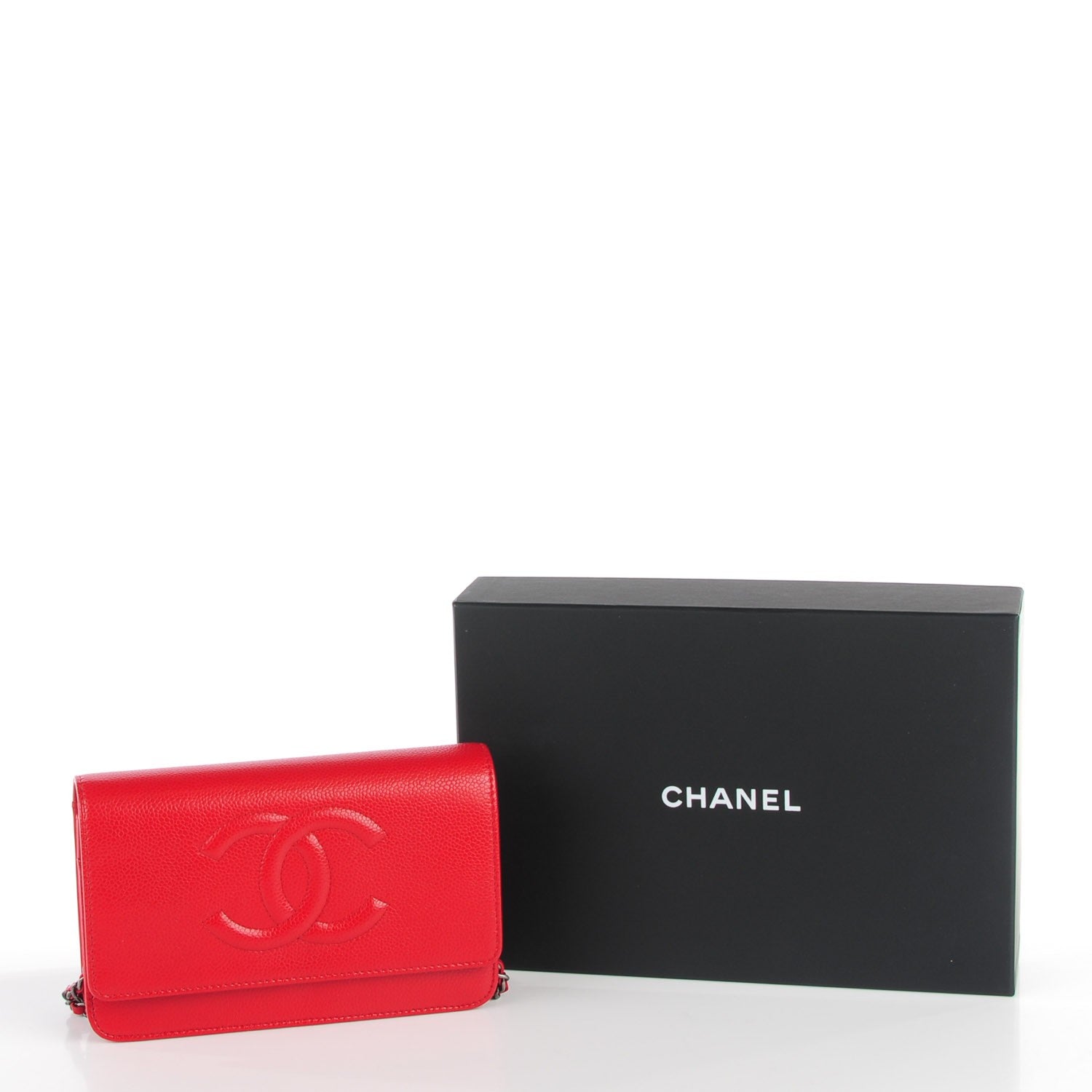 Chanel Caviar Timeless CC Wallet On Chain WOC Red 5 of 9