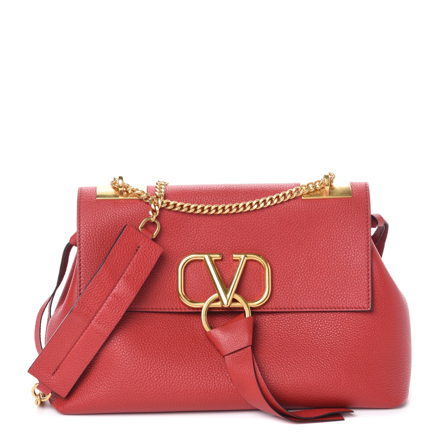 Calfskin Small VRing Chain Shoulder Bag Red
