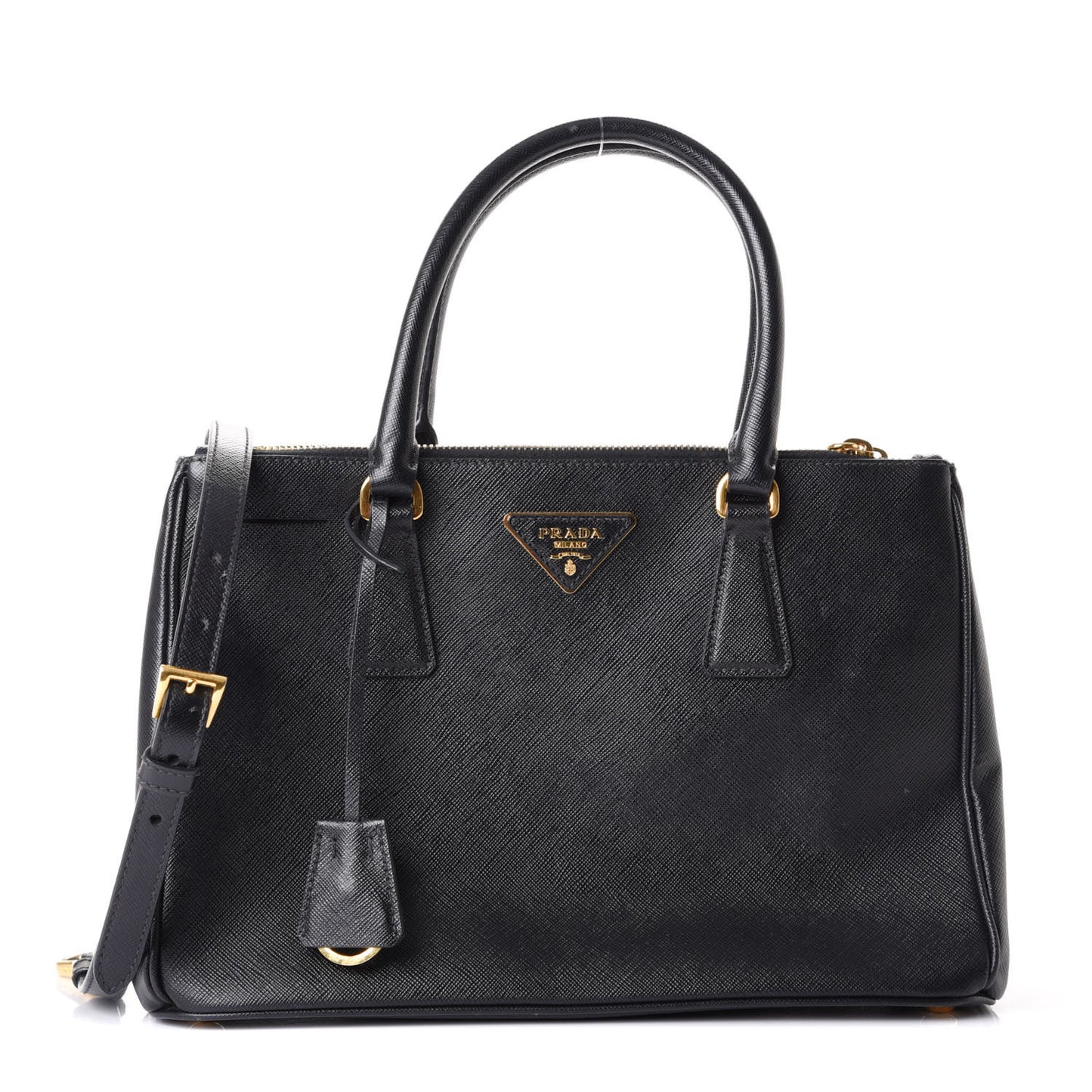 Saffiano Medium Galleria Double Zip Tote Black