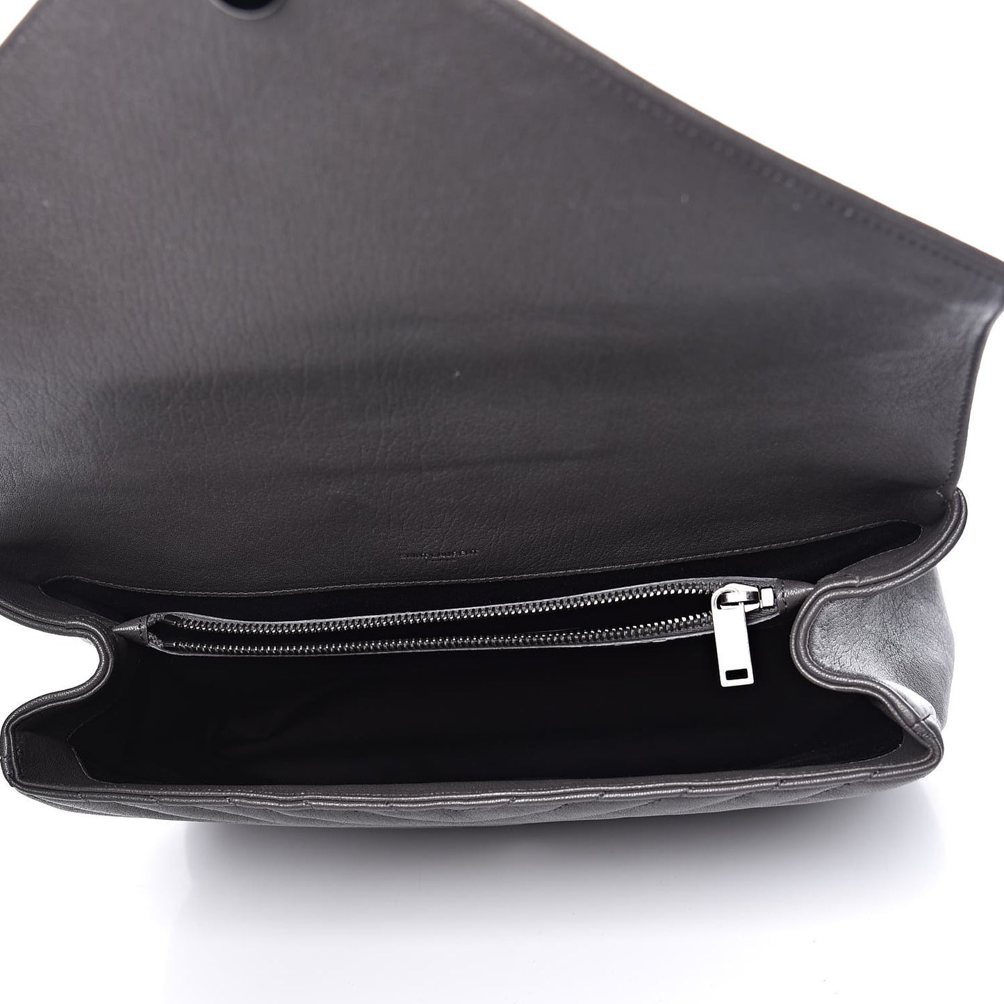 Sheepskin Matelasse Chevron Monogram Large College Satchel Dark Anthracite