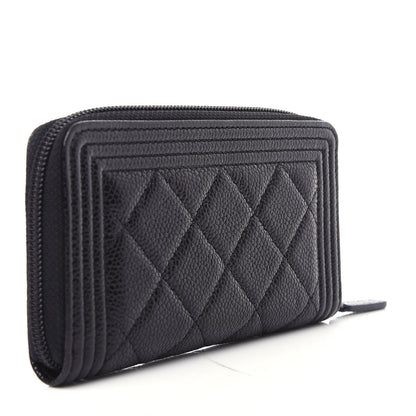 Chanel Caviar Quilted Small Boy Zip Around Wallet Black 3 of 9