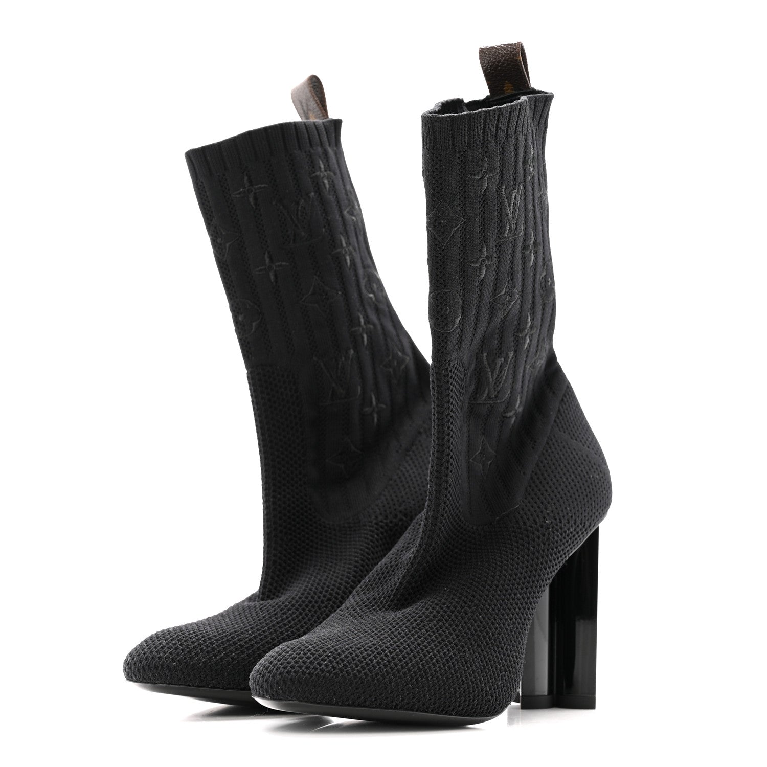 Louis Vuitton Monogram Stretch Fabric Silhouette Ankle Boots 37 Black 4 of 12