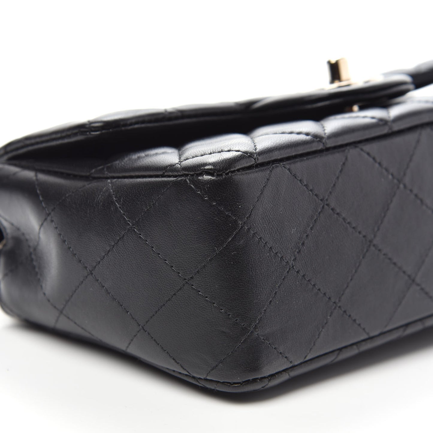 Lambskin Quilted Mini Coco Charms Rectangular Flap Black