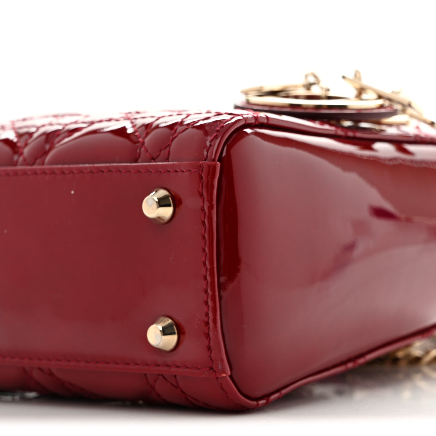 Patent Cannage Mini Lady Dior Red