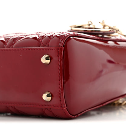 Christian Dior Patent Cannage Mini Lady Dior Red 10 of 13