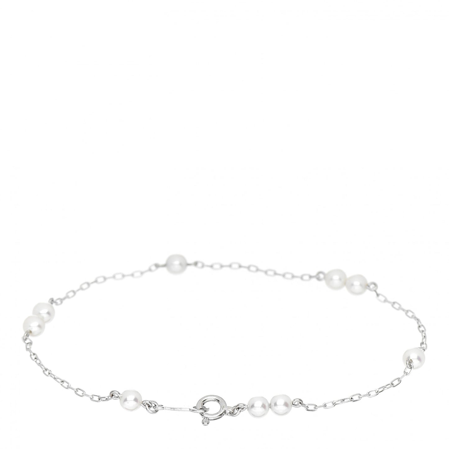 18K White Gold Akoya Pearl 3.5-4mm Station Bracelet