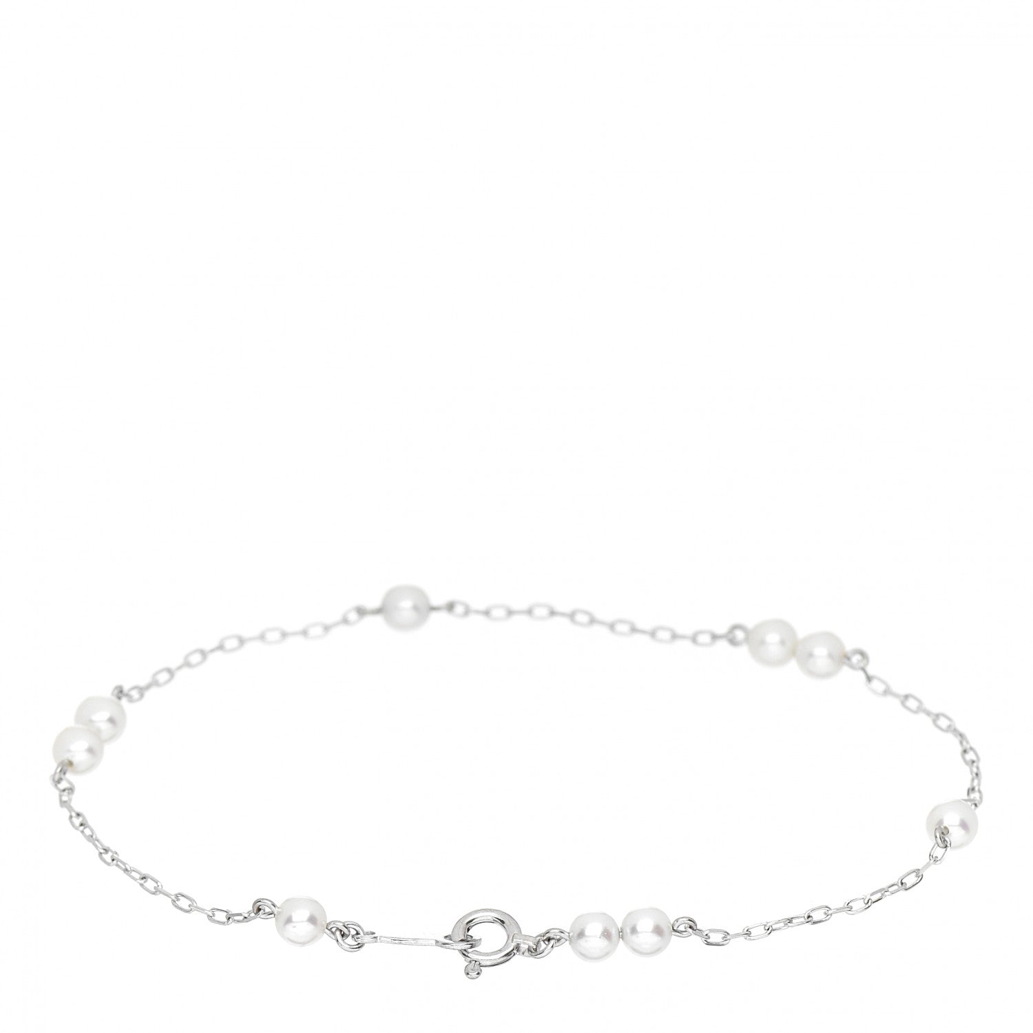 Mikimoto 18K White Gold Akoya Pearl 3.5-4mm Station Bracelet 2 of 3