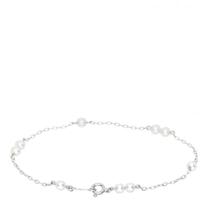 Mikimoto 18K White Gold Akoya Pearl 3.5-4mm Station Bracelet 2 of 3