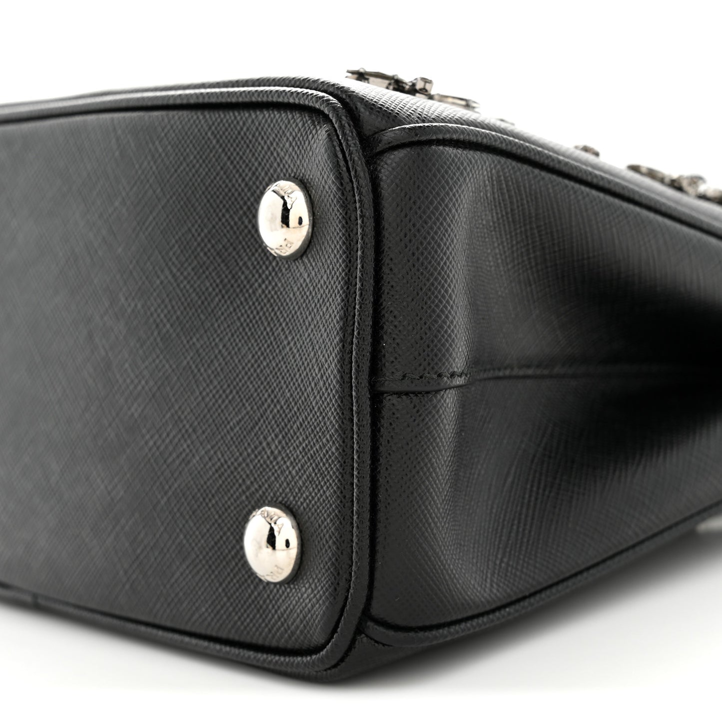 Saffiano Lux Crystal Mini Galleria Double Zip Tote Black