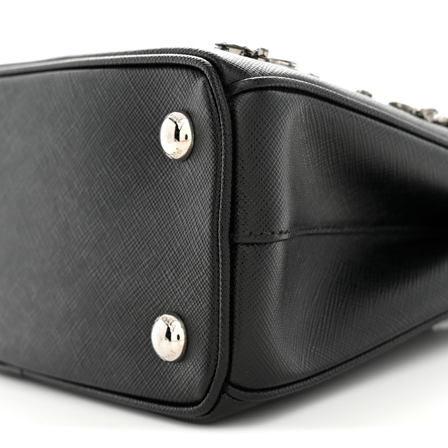 Prada Saffiano Lux Crystal Mini Galleria Double Zip Tote Black 10 of 13