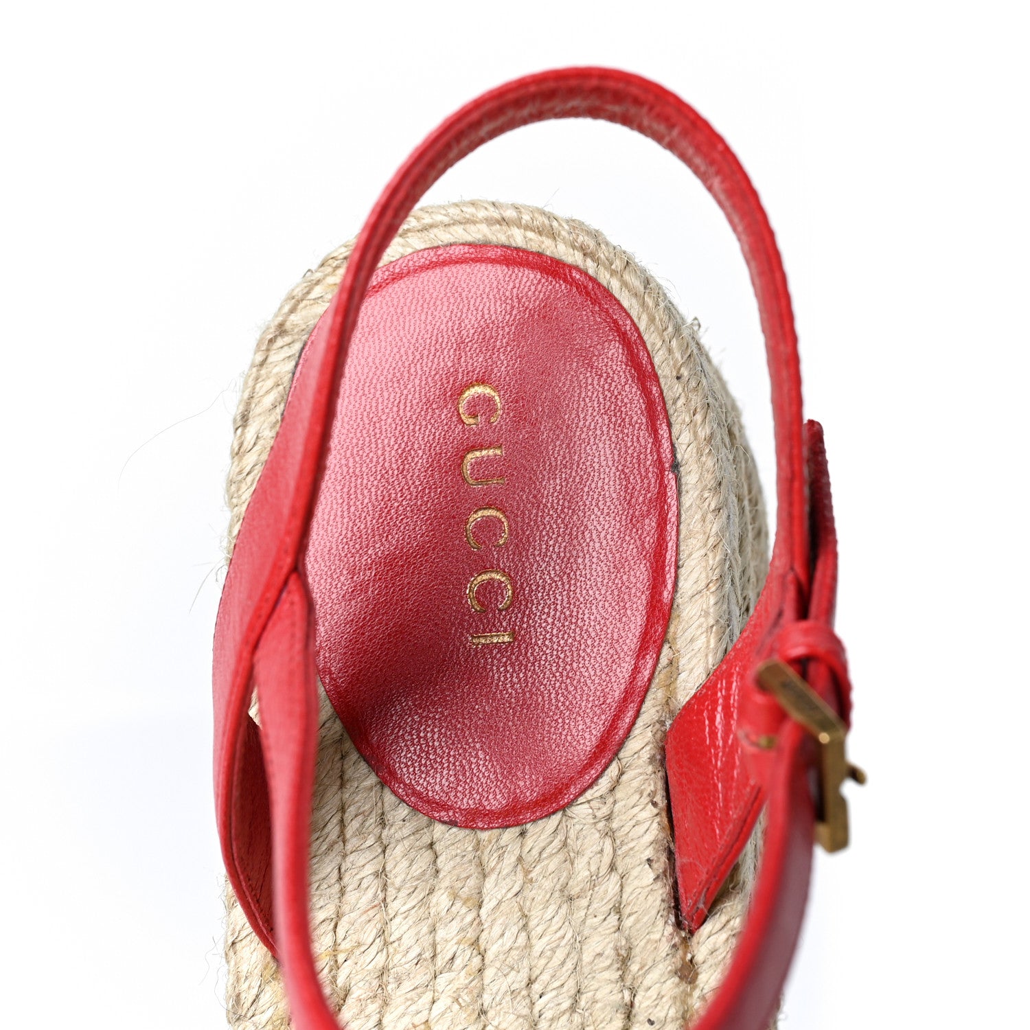 Gucci Cotton Malaga Kid Crochet Pearly GG Lilibeth Espadrille Platform Sandals 37.5 Hibiscus Red 7 of 9