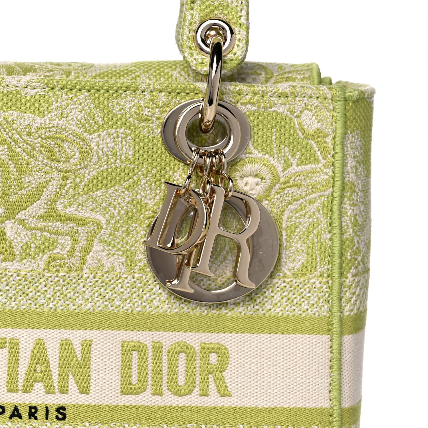 Christian Dior Canvas Toile De Jouy Reverse Embroidered Medium Lady D-Lite Green 7 of 14