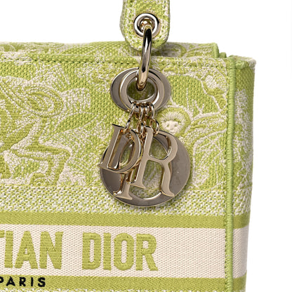 Christian Dior Canvas Toile De Jouy Reverse Embroidered Medium Lady D-Lite Green 7 of 14