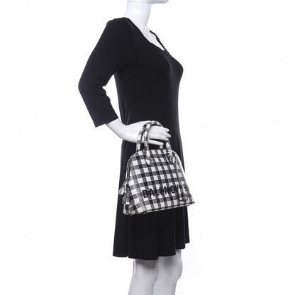 Balenciaga Calfskin Checked S Ville Top Handle Bag Black 3 of 9