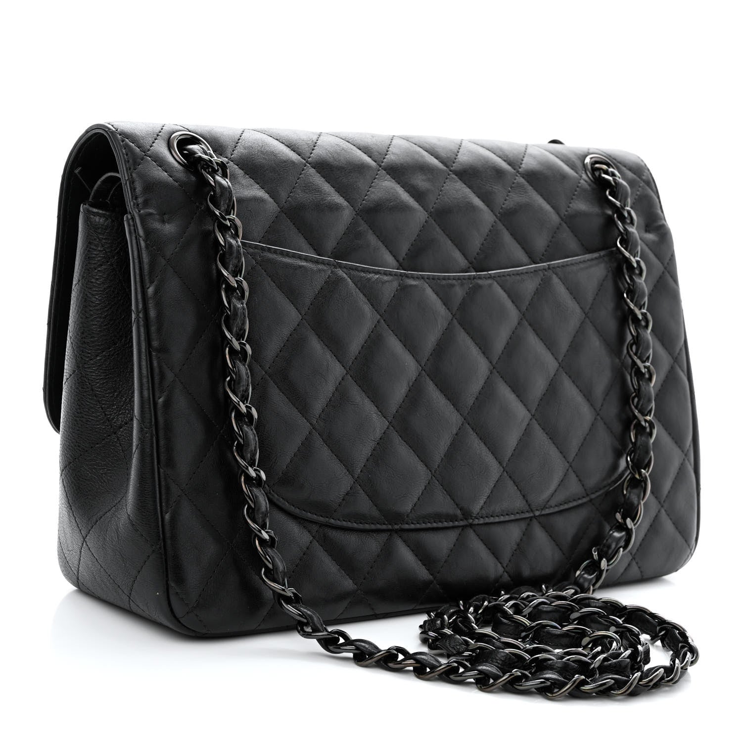 Chanel Crumpled Calfskin Quilted Jumbo Double Flap So Black 3 of 10