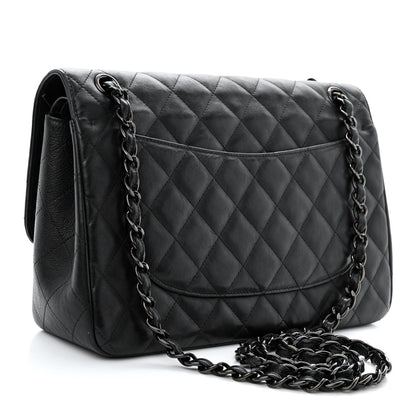 Chanel Crumpled Calfskin Quilted Jumbo Double Flap So Black 3 of 10