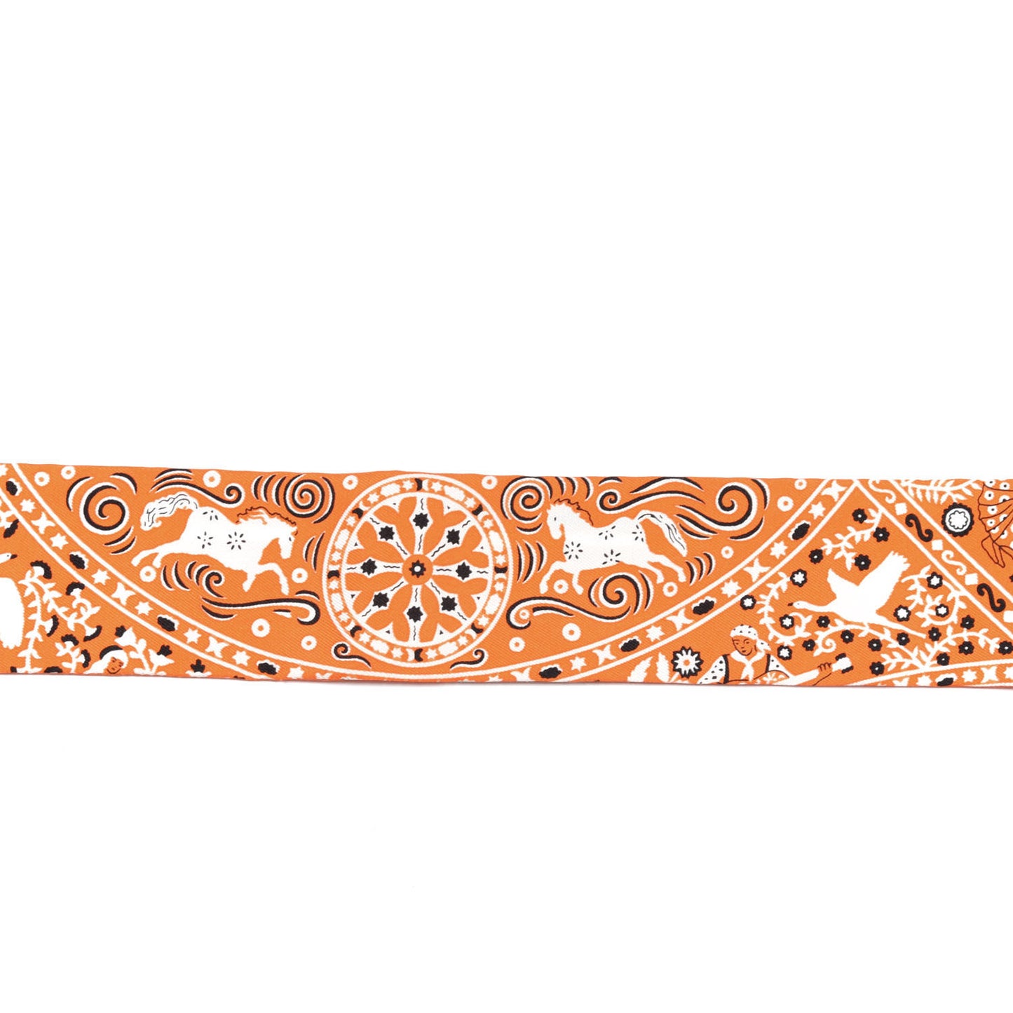 Silk Peuple Du Vent Bandana Twilly Orange Black White