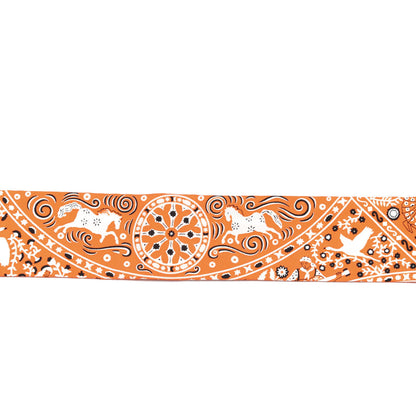 Hermes Silk Peuple Du Vent Bandana Twilly Orange Black White 3 of 4