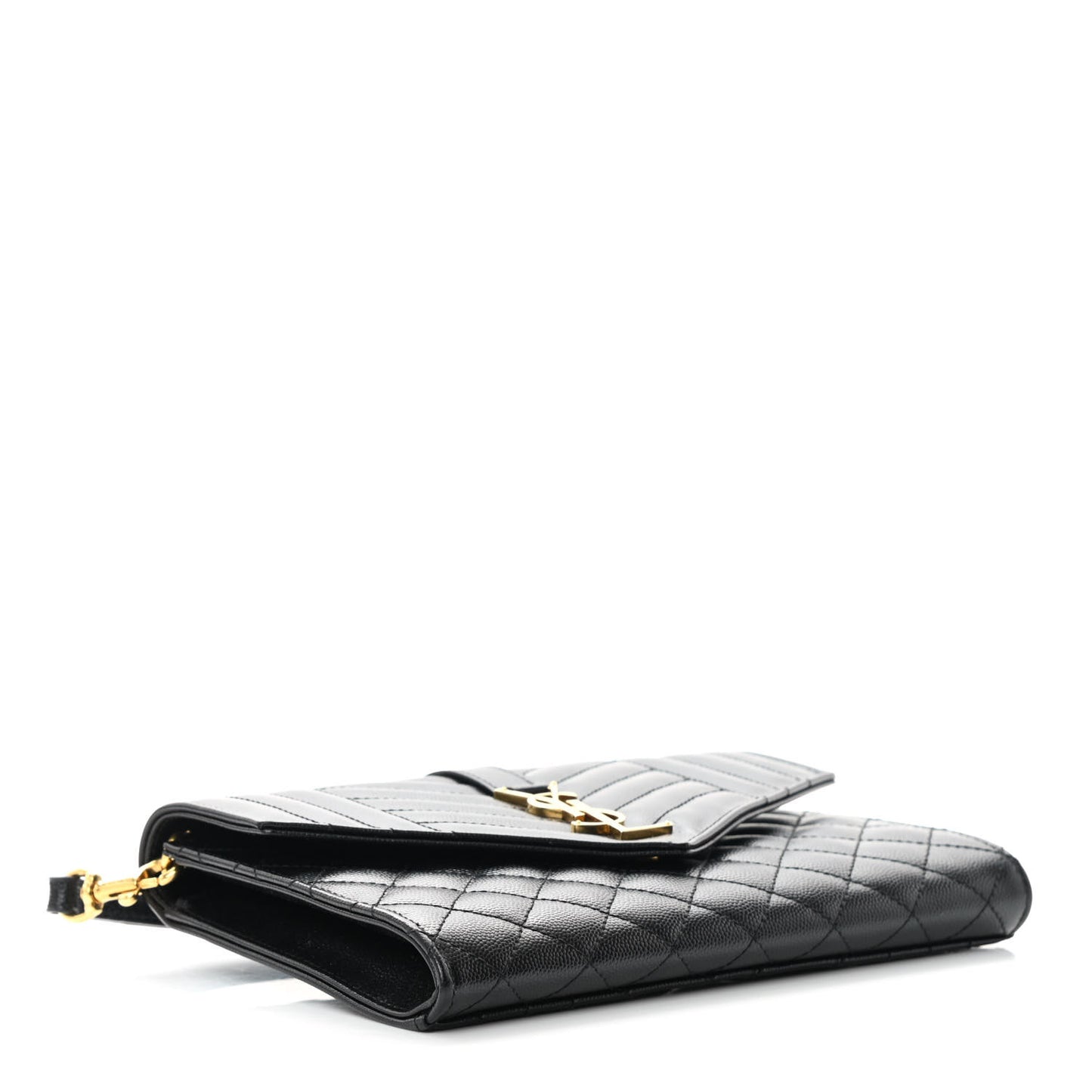 Grain De Poudre Textured Mixed Matelasse Triquilt Monogram Clutch Black
