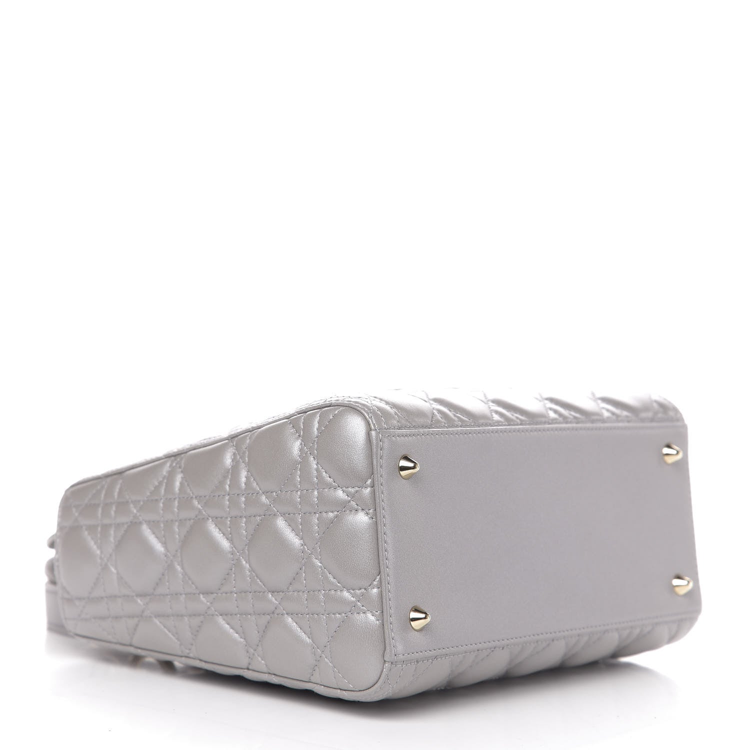 Christian Dior Pearly Lambskin Cannage Medium Lady Dior Grey 5 of 18