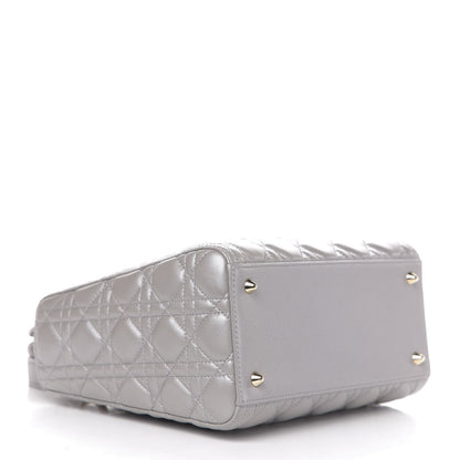 Christian Dior Pearly Lambskin Cannage Medium Lady Dior Grey 5 of 18