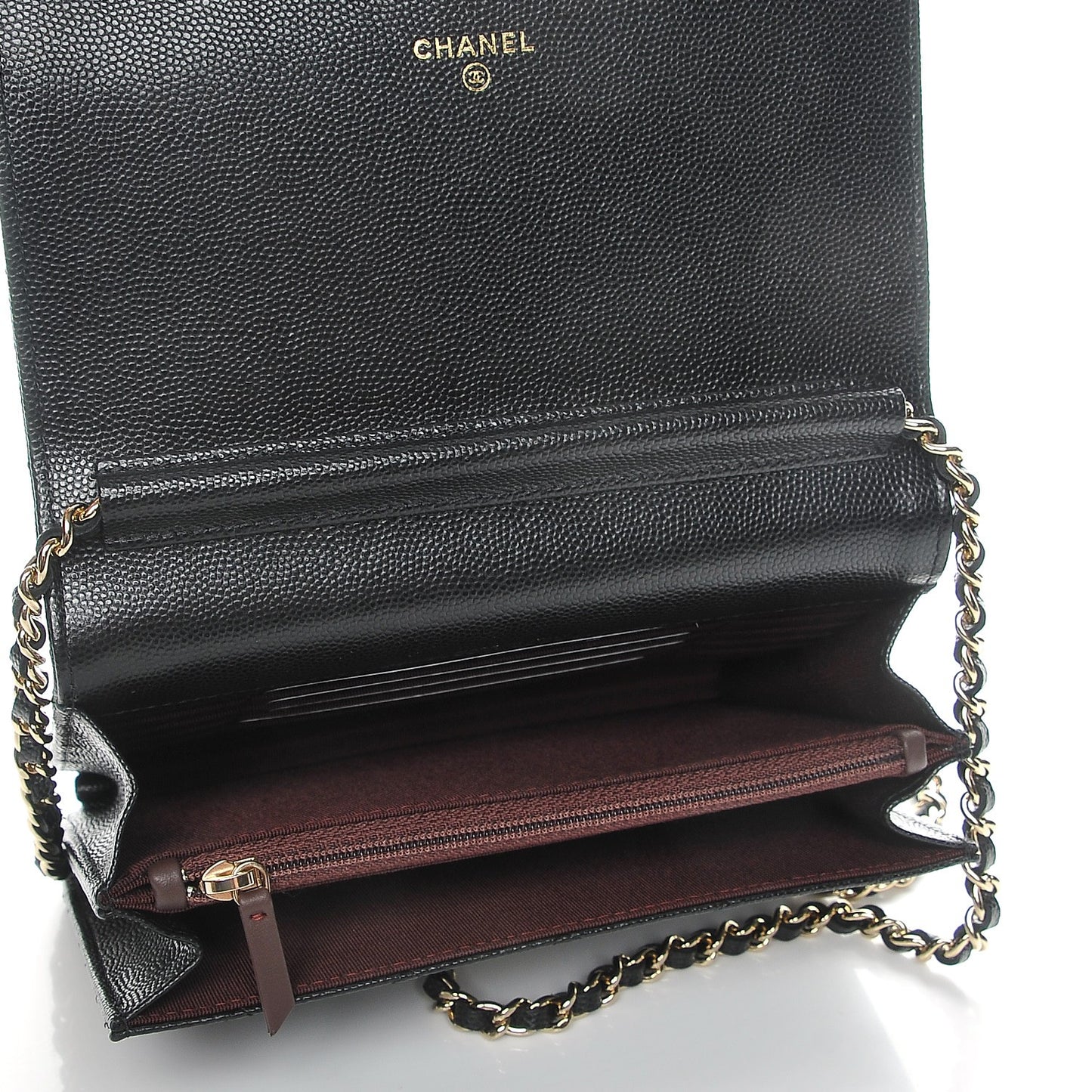 Caviar Quilted Square Wallet On Chain WOC Black