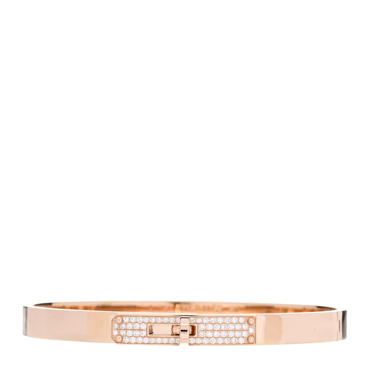 Hermes 18K Rose Gold Diamond PM Kelly Pave Bracelet ST 1 of 4