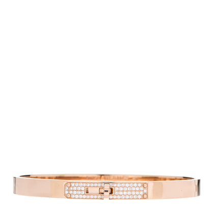 Hermes 18K Rose Gold Diamond PM Kelly Pave Bracelet ST 1 of 4