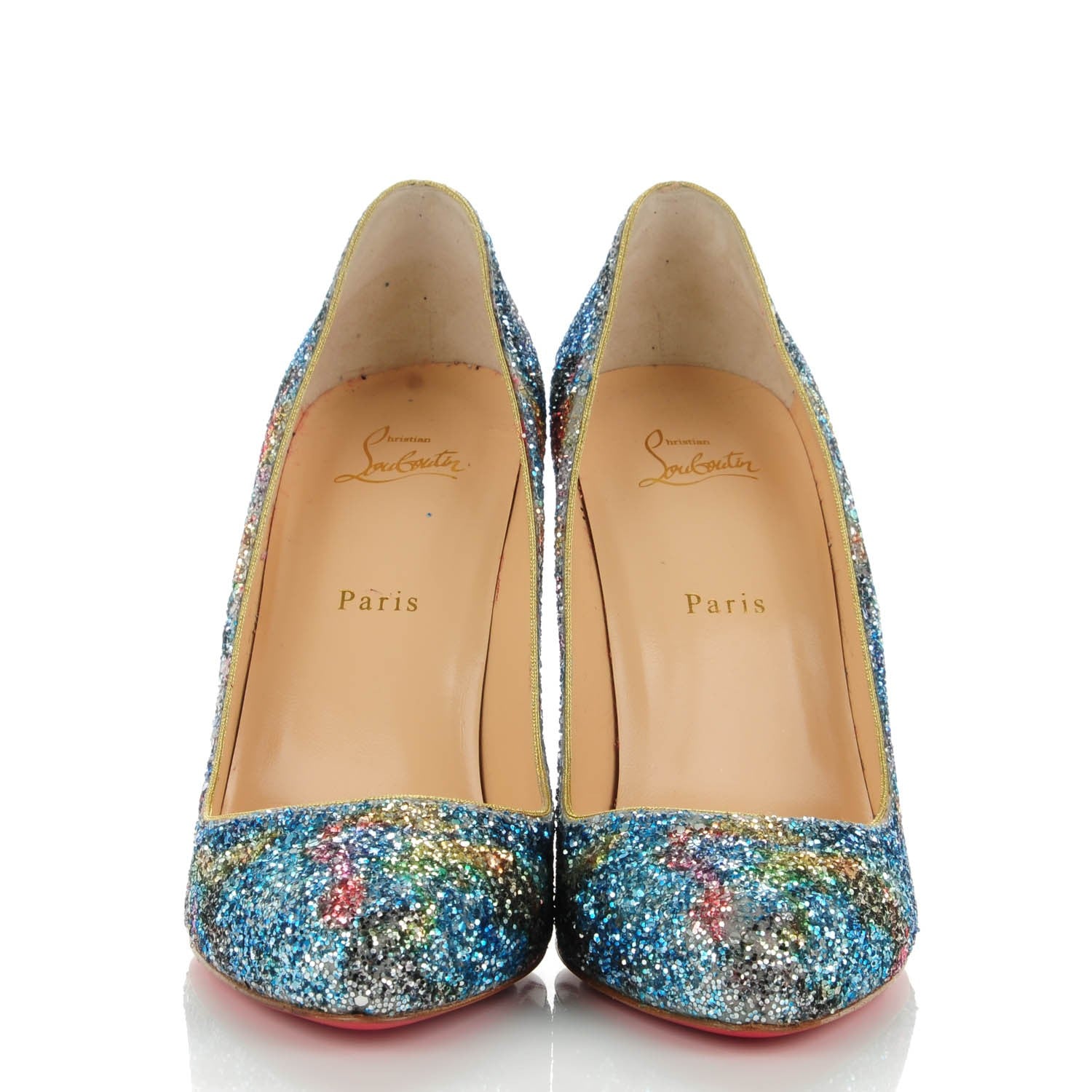 Christian Louboutin Glitter Dorissima 100 Pumps 42 Horizon Gold 2 of 9