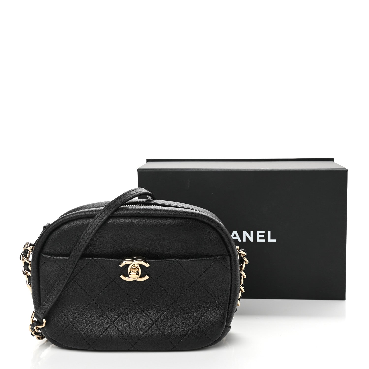 Chanel Goatskin Quilted Small Casual Trip Camera Case Black 11 of 11