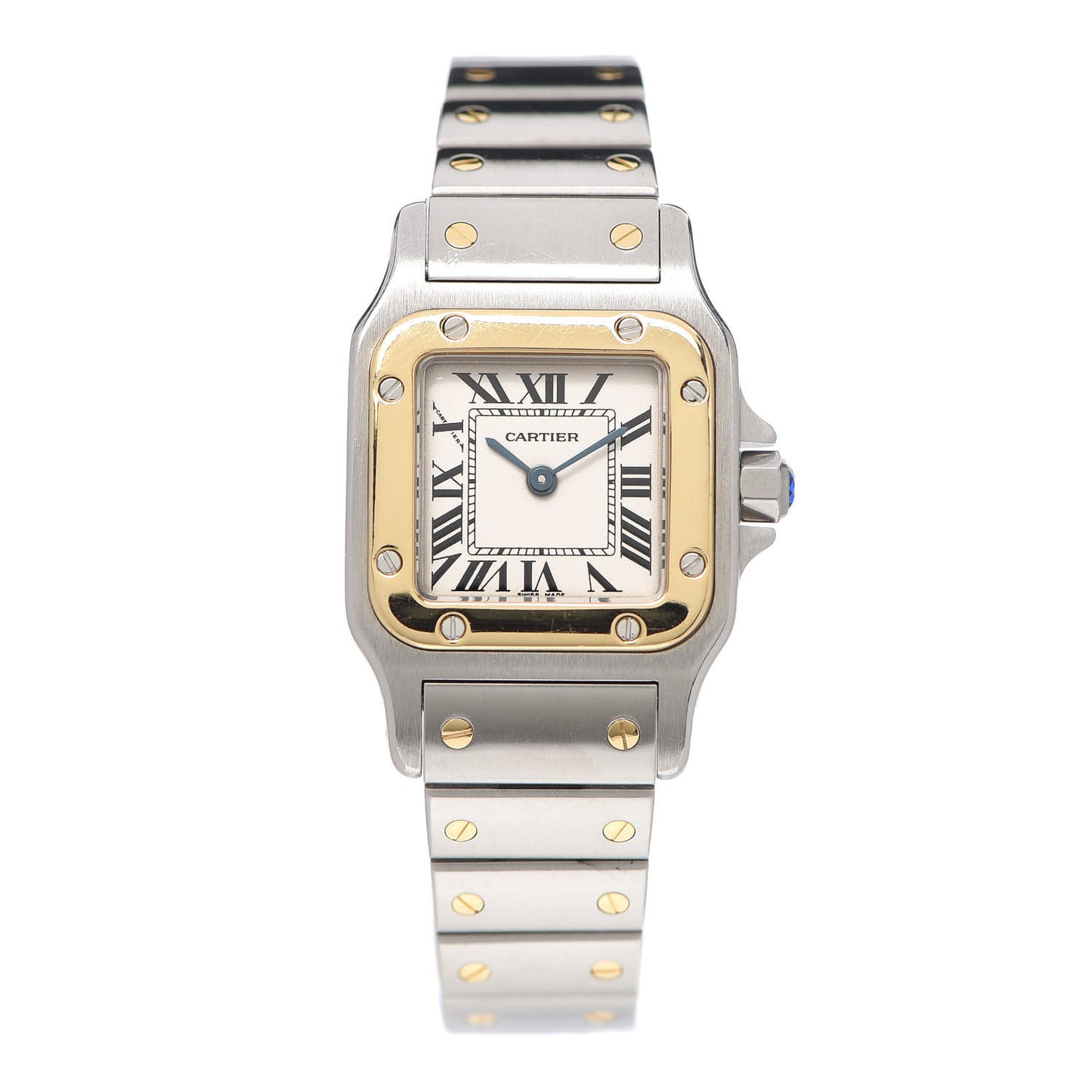 Stainless Steel 18K Yellow Gold 24mm Santos De Cartier Galbee Quartz Watch
