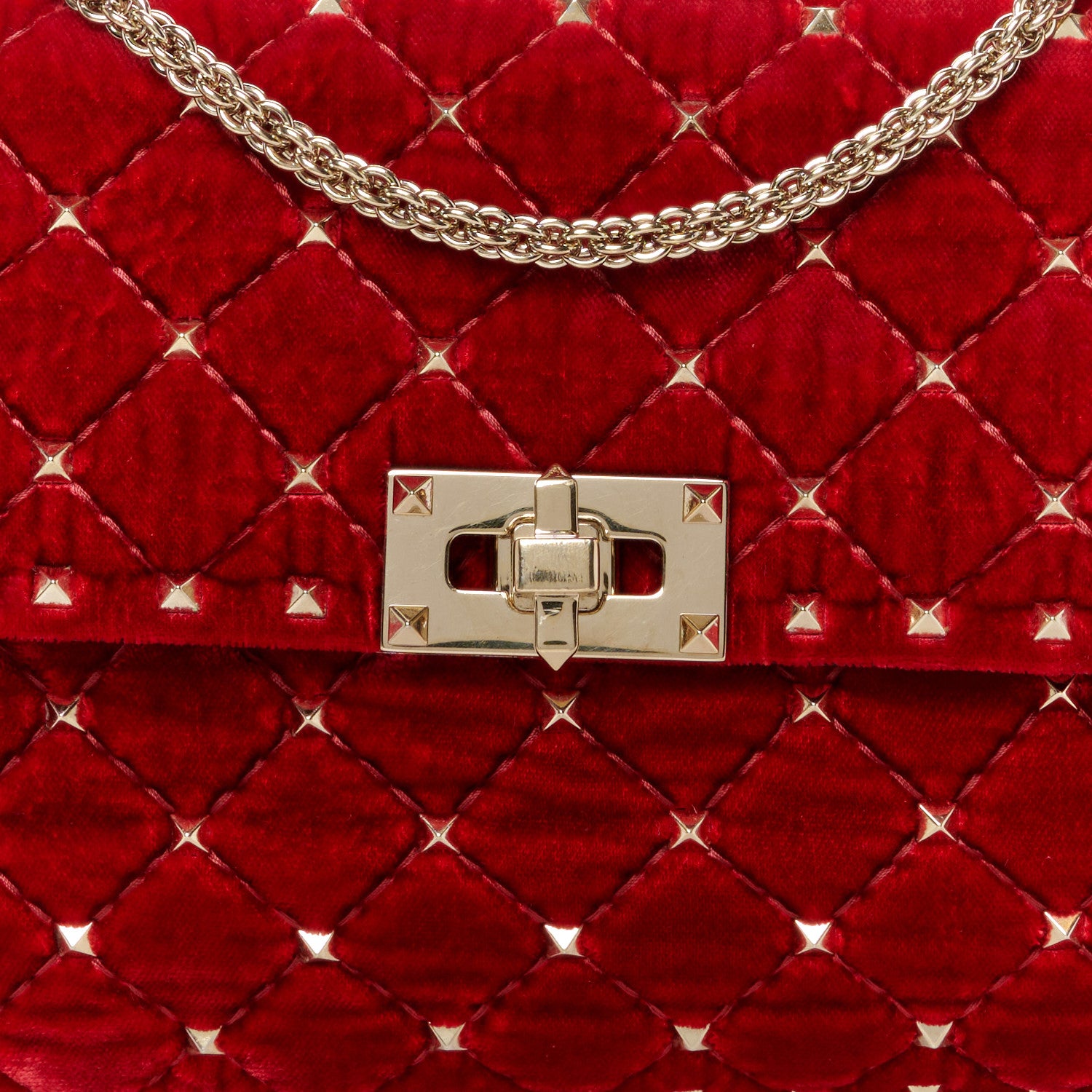 Valentino Garavani Velvet Medium Rockstud Spike Shoulder Bag Rosso Valentino 8 of 10