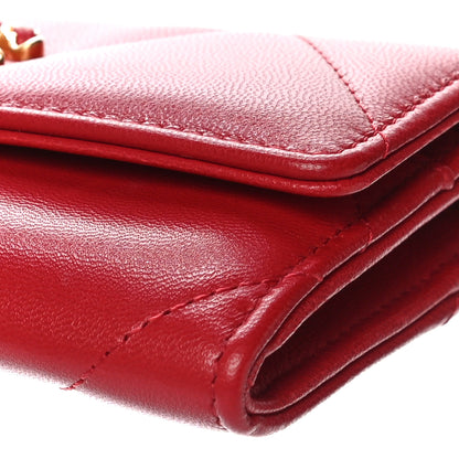 Chanel Goatskin Quilted Chanel 19 Flap Wallet Red 10 of 11