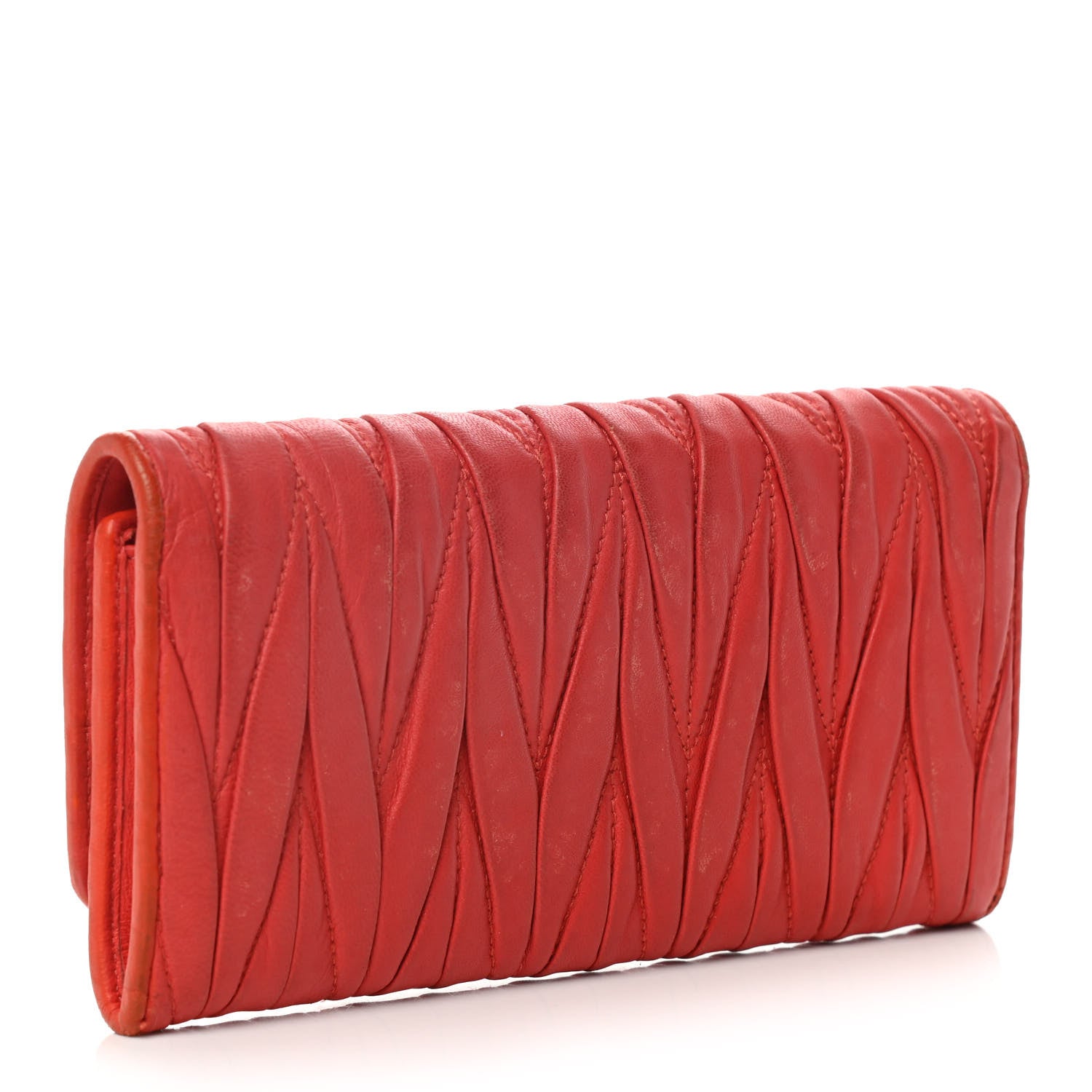Miu Miu Nappa Matelasse Flap Wallet Fuoco 3 of 13
