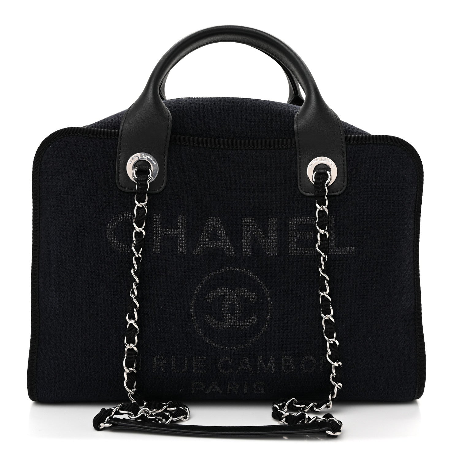 Chanel Mixed Fibers Deauville Bowling Bag Black 1 of 10