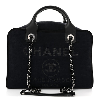 Chanel Mixed Fibers Deauville Bowling Bag Black 1 of 10