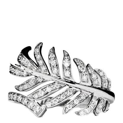 Chanel 18K White Gold Diamond Plume De Ring 56 7.5 1 of 4