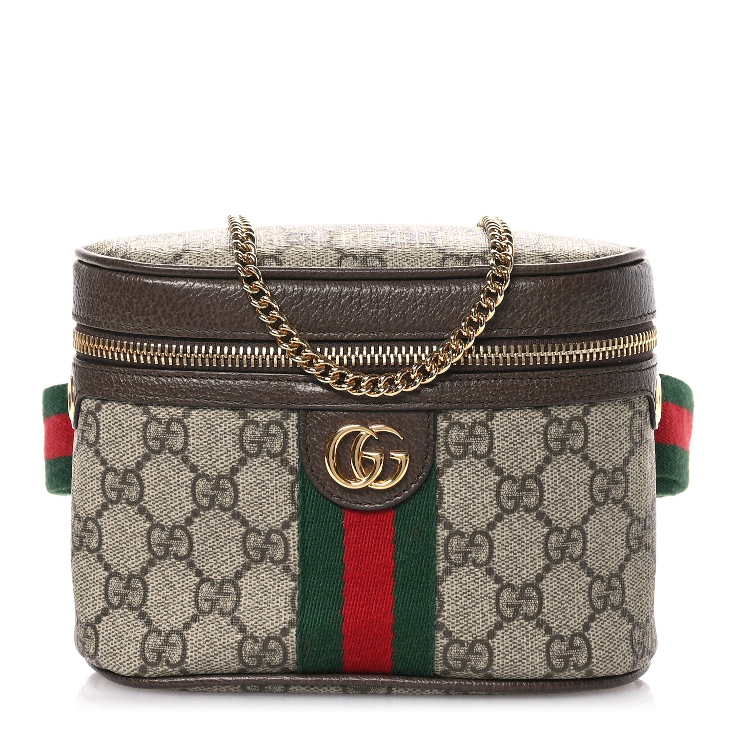 Gucci GG Supreme Monogram Textured Dollar Calfskin Web Ophidia Belt Bag 110 44 Beige Ebony New Acero 1 of 10
