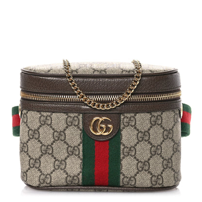 Gucci GG Supreme Monogram Textured Dollar Calfskin Web Ophidia Belt Bag 110 44 Beige Ebony New Acero 1 of 10
