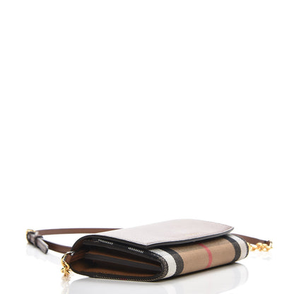 Burberry Derby Calfskin House Check Henley Wallet On Chain Tan 4 of 7
