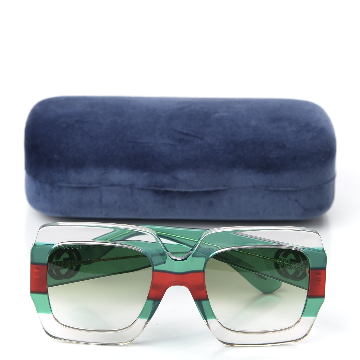 Gucci Square Web Frame GG0178S Sunglasses Green Red 8 of 8