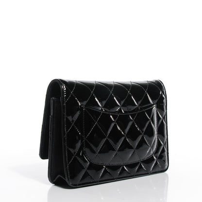 Chanel Patent Calfskin Quilted Wallet On Chain WOC So Black 3 of 9