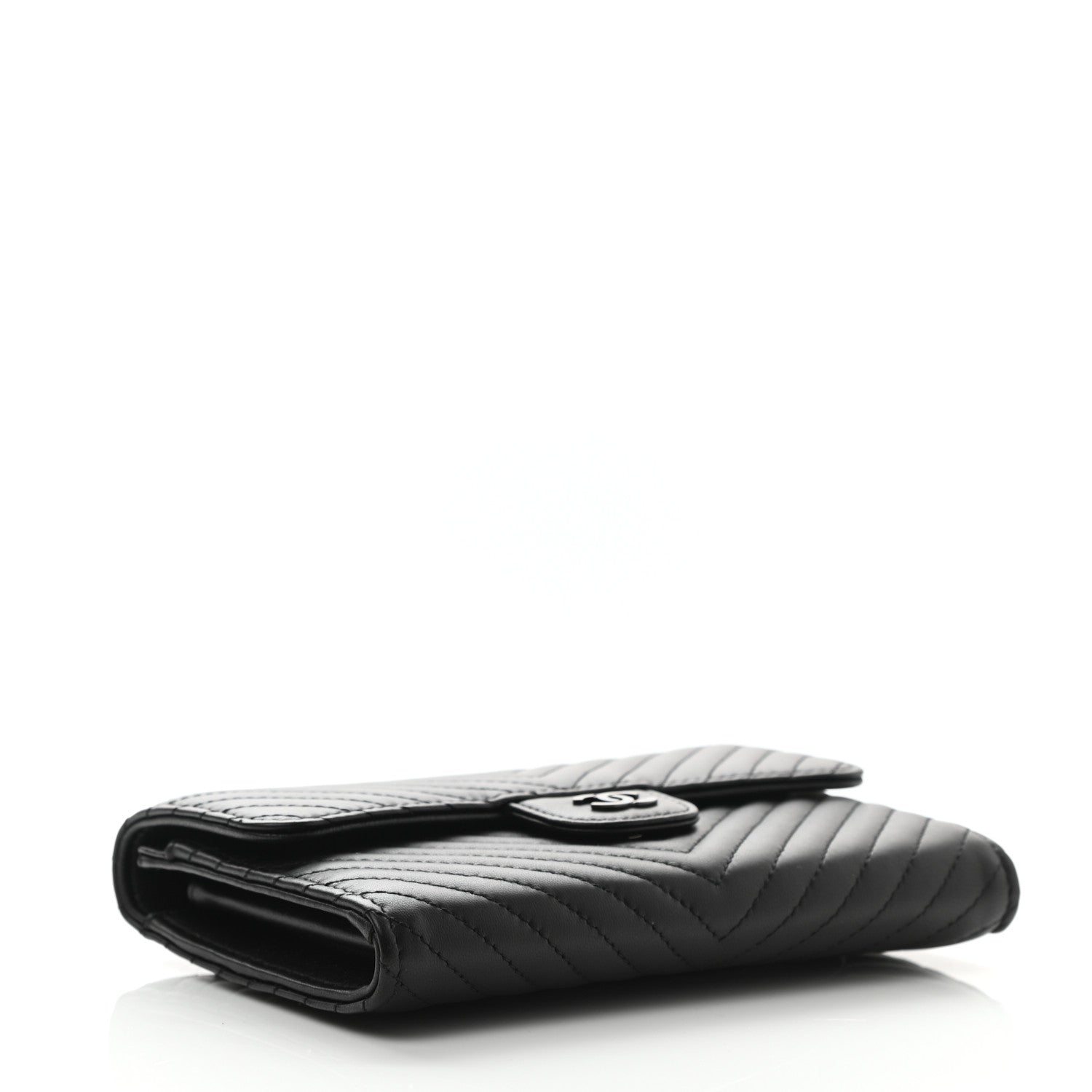 Chanel Lambskin Chevron Quilted Flap Wallet So Black 4 of 9