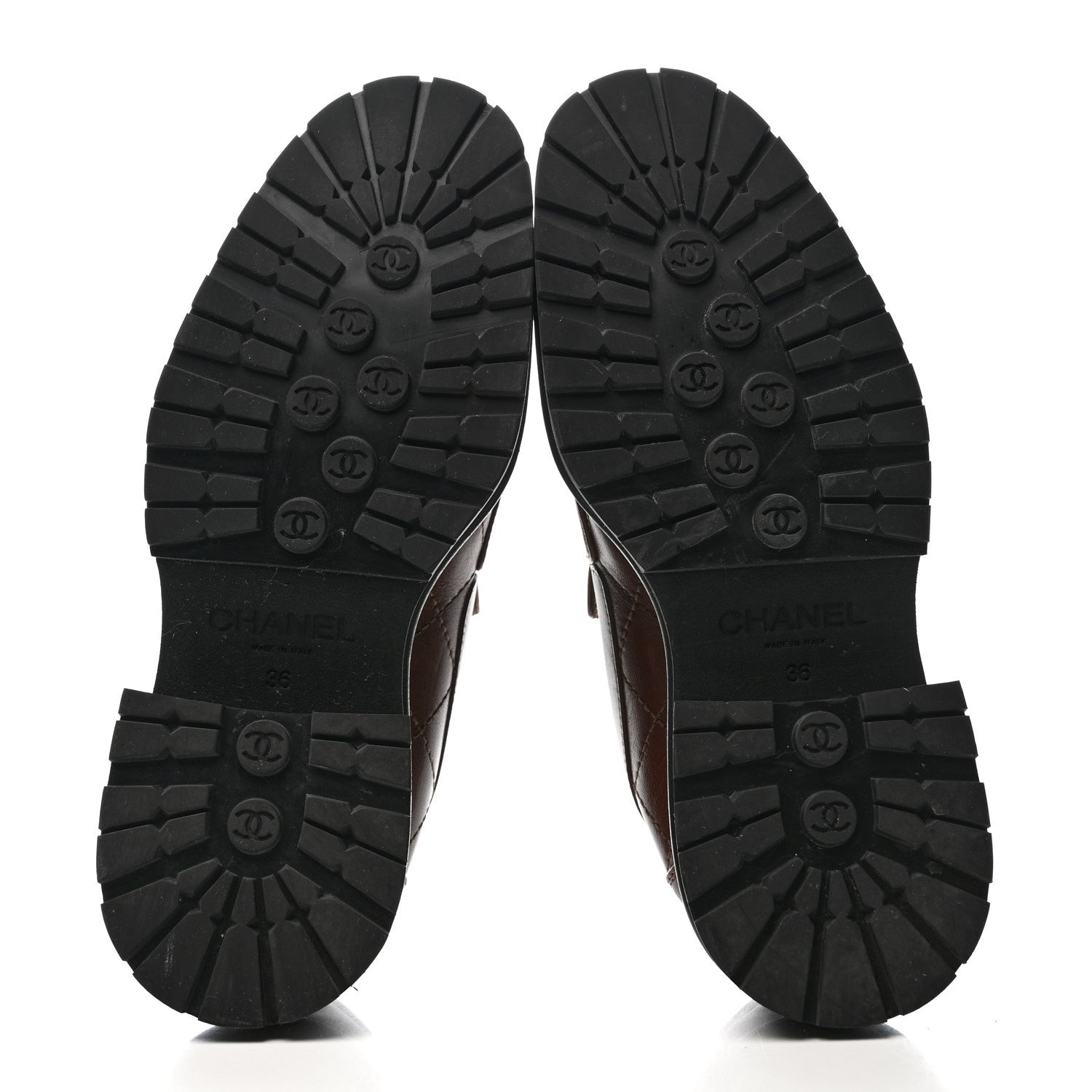 Chanel Calfskin Quilted CC Mocassin Loafers 36 Brown 6 of 15