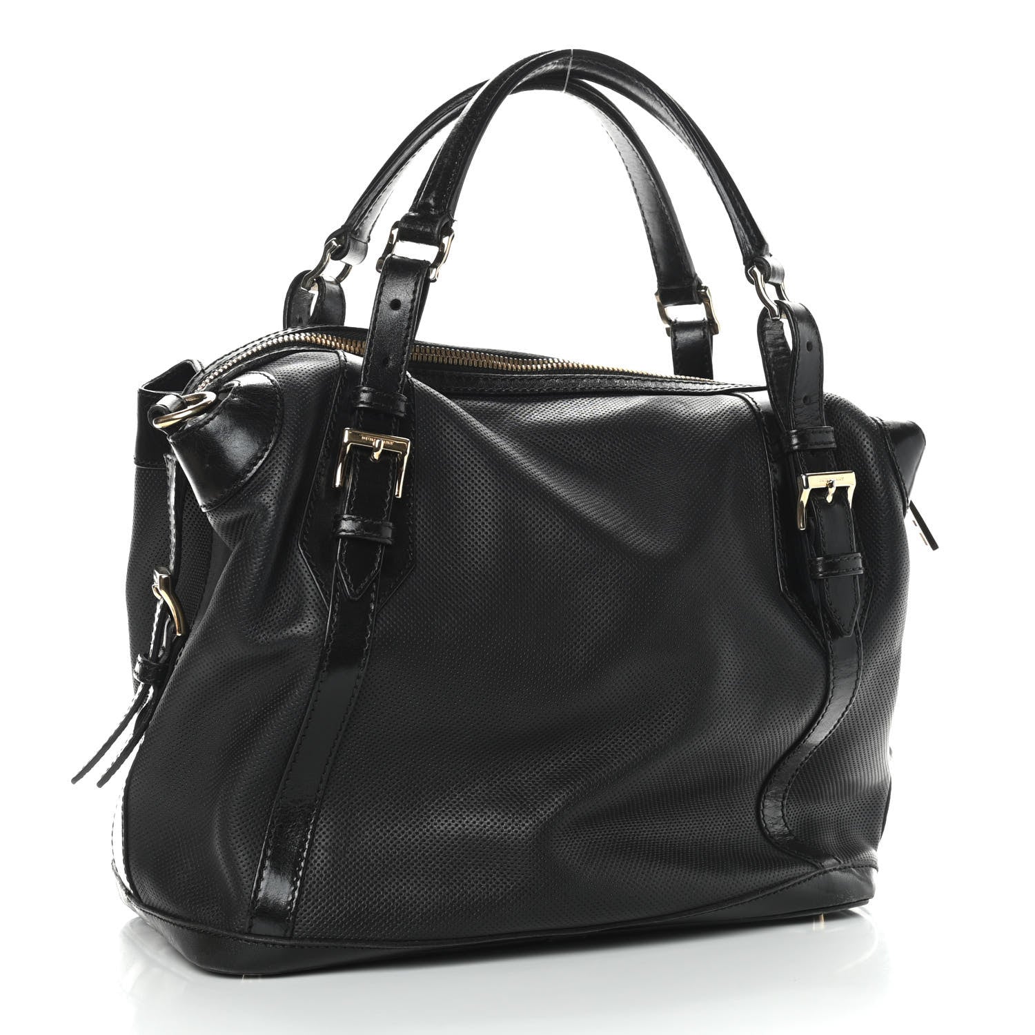 Burberry Calfskin Perforated Ellers Satchel Black 3 of 12