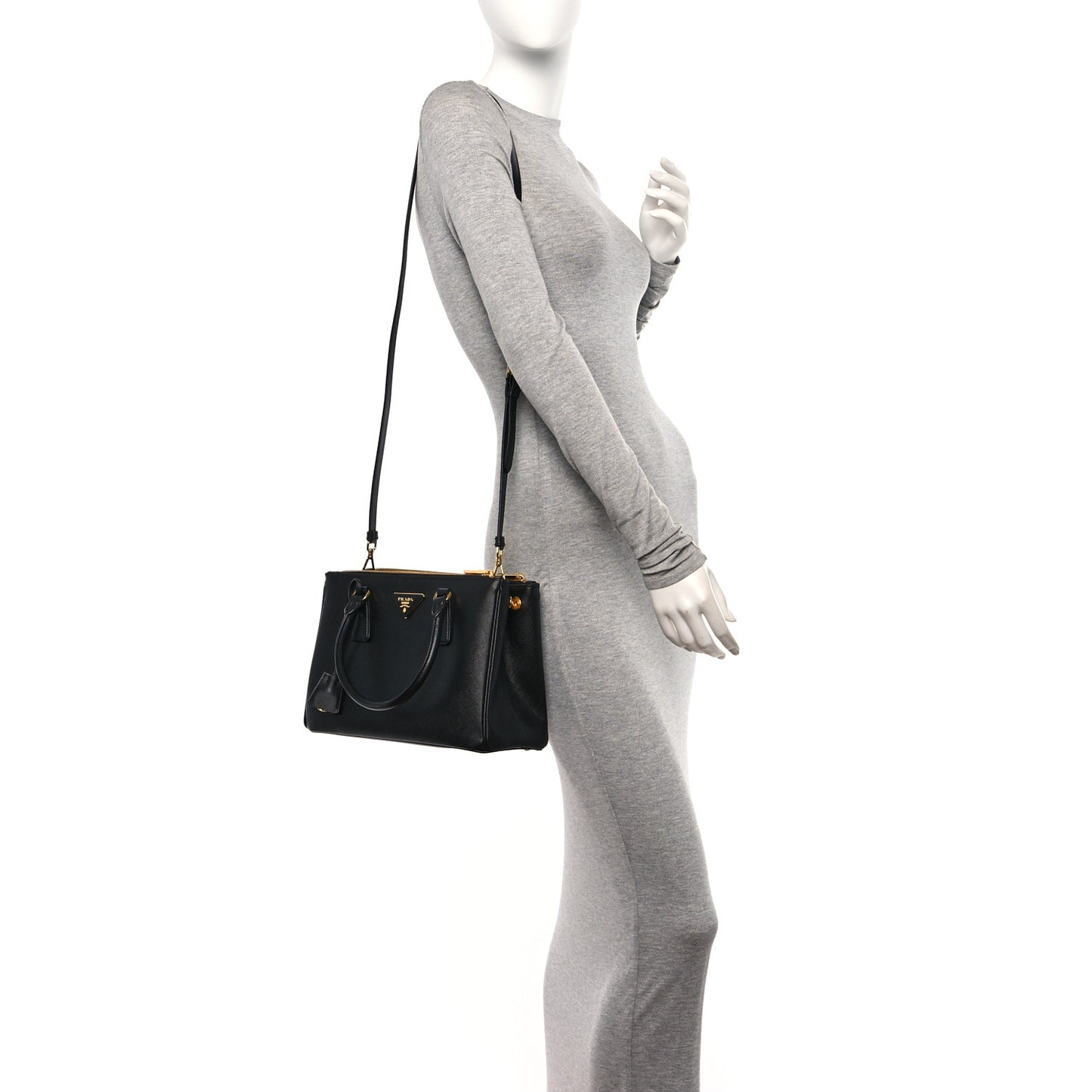 Saffiano Small Galleria Double Zip Tote Black