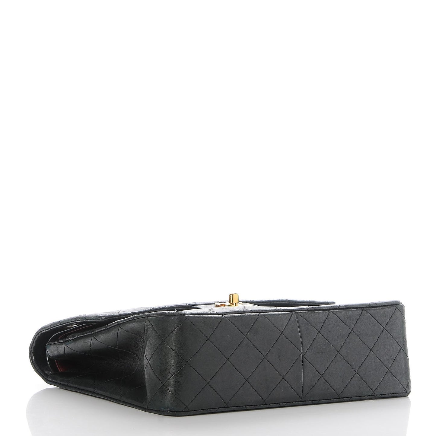 Lambskin Quilted Medium Double Flap Black