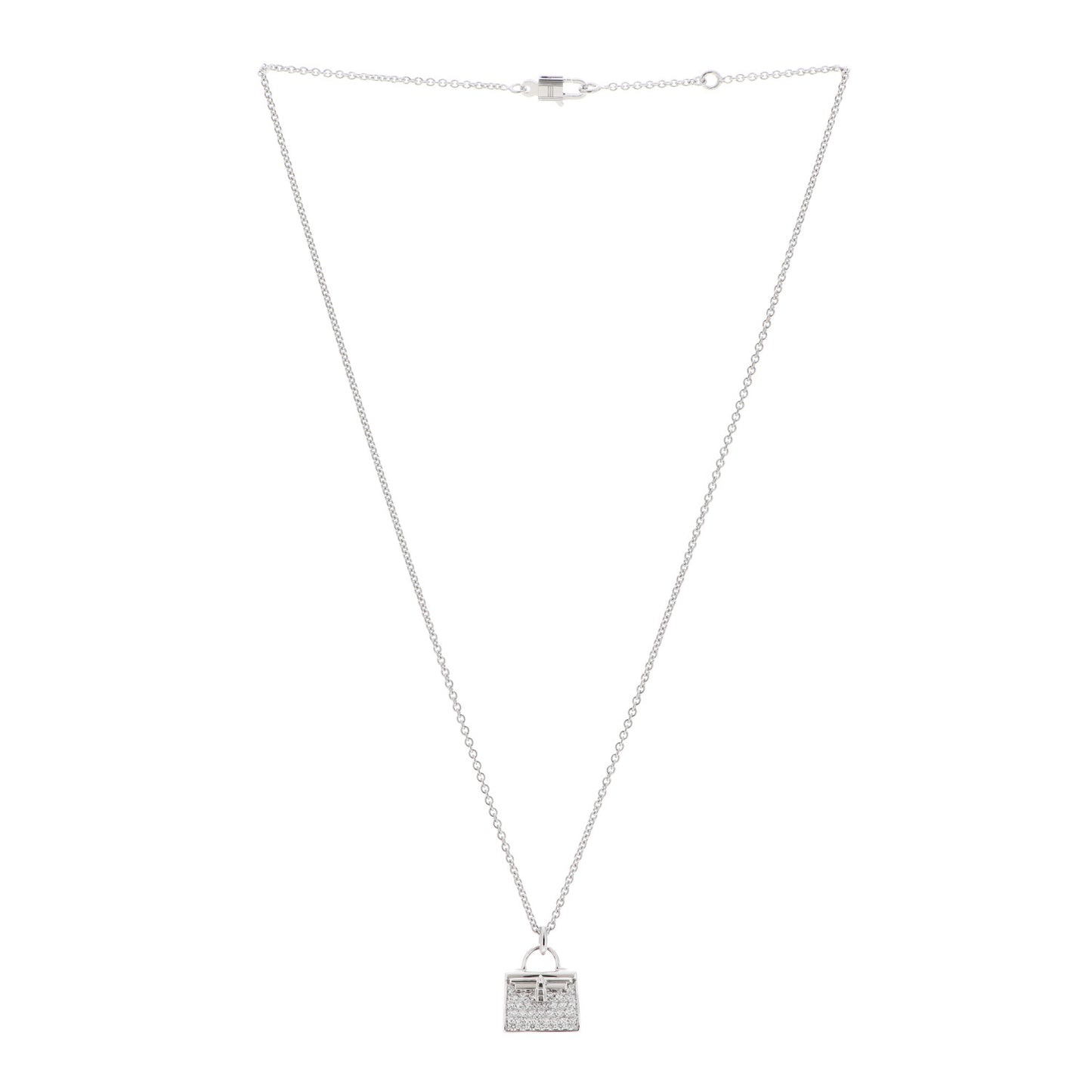 18K White Gold Diamond Kelly Amulettes Pendant Necklace